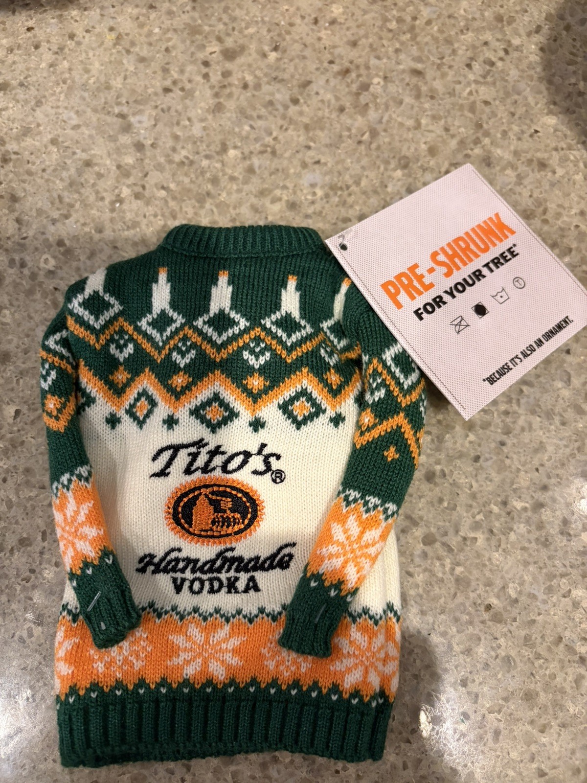 Tito's Handmade Vodka Bottle Koozie Ugly Sweater Christmas Tree Ornament XMAS