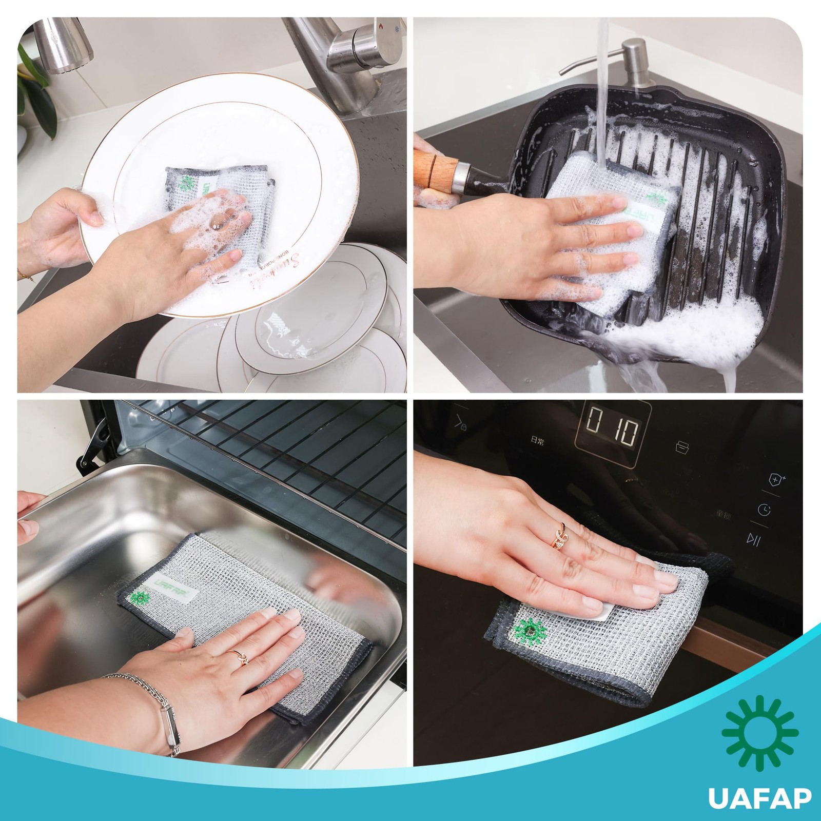 UAFAP 12 PCS Non Scratch Wire Dishcloth, Cleans Fast Without Scratching, Stan...