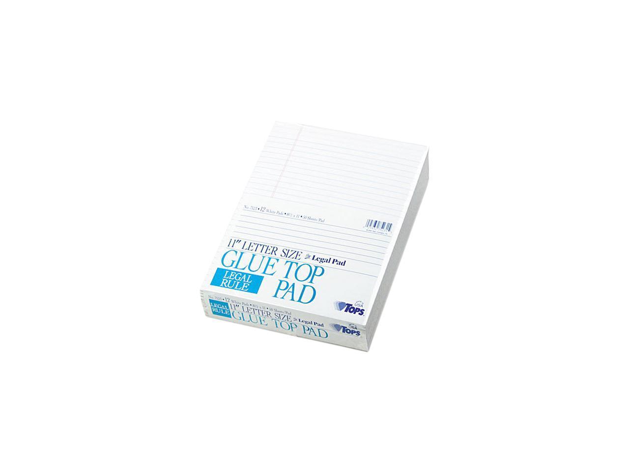 Tops 7523 Glue Top Ruled Pads, Legal Rule, 8-1/2 x 11, White, 12 50-Sheet Pads/P