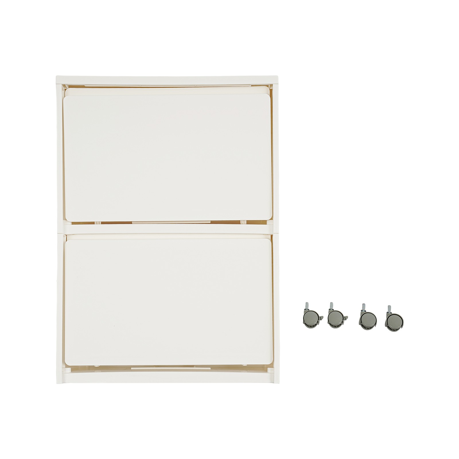 PP Cabinet 2-Tier Rolling Storage Cabinet Mobile Organizer White