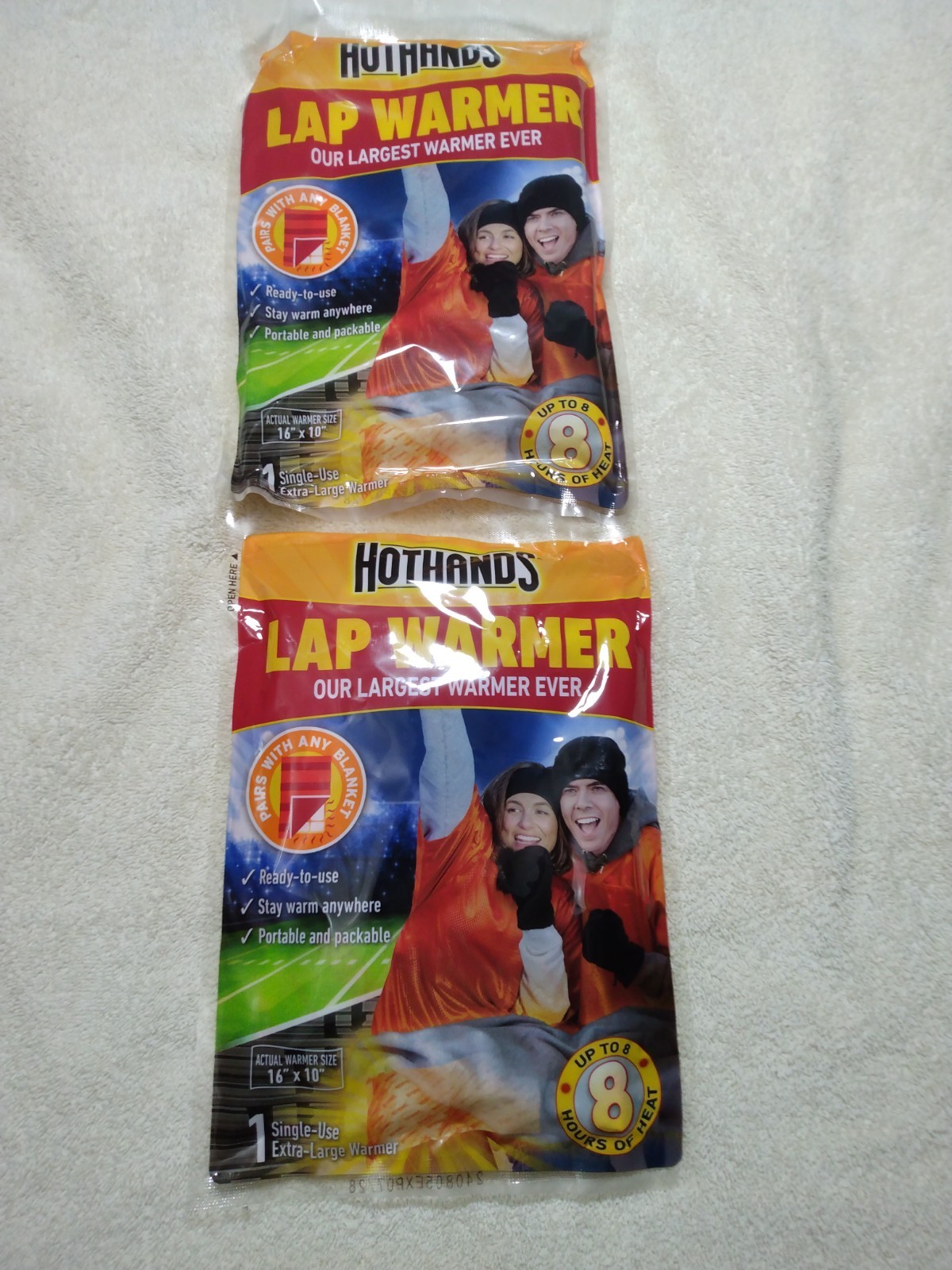 Hot Hands Lap Warmer 16" X 10" - Up to 8 Hours of Long Lasting Heat Lot Of 2 New