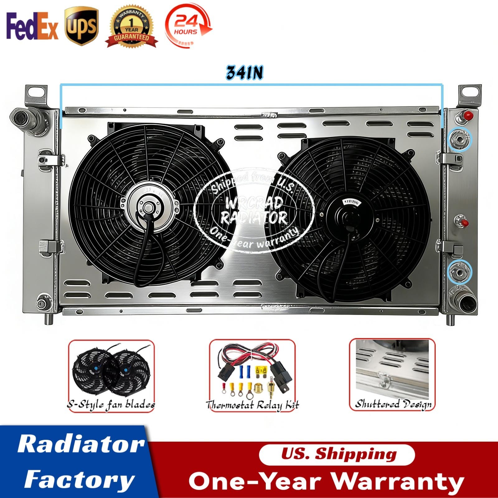Radiator&Fan Shroud fits 99-14 Chevy Silverado 1500 2500 HD GMC Yukon 4.8L 5.3Lw