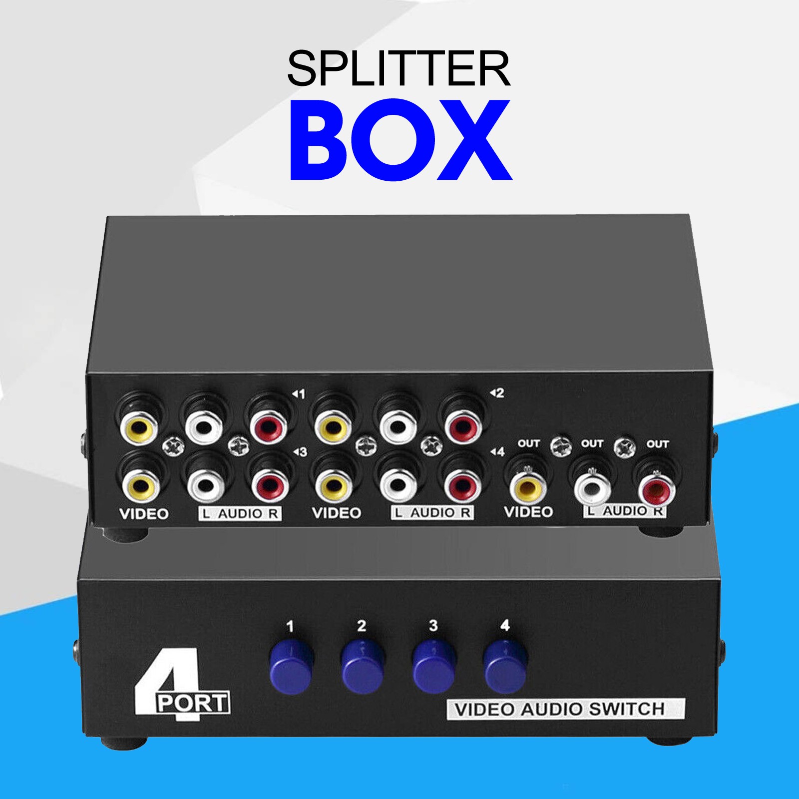 4-Port RCA AV Switch Box Composite Video Audio Selector 4 In 1 Out Manual No P4k