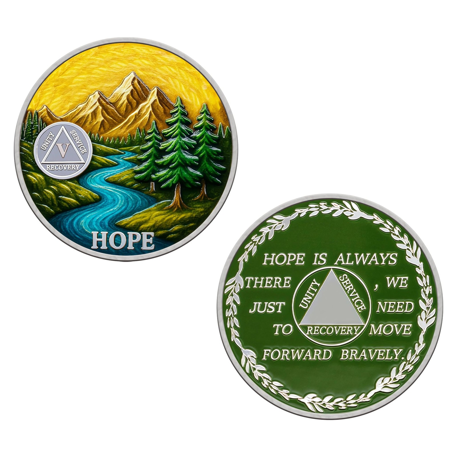 5 Year Sobriety Coin - 5 AA - Gifts for Women Ⅴ, Silvery