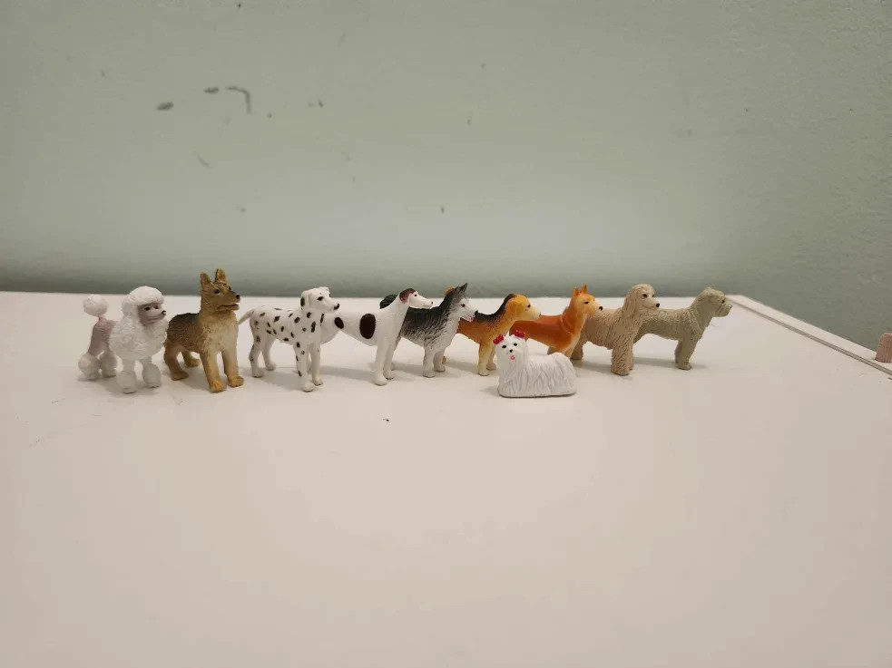 Lot of 10 Assorted Safari Ltd. Toob Dogs - Various Breeds - For Shelf or Play