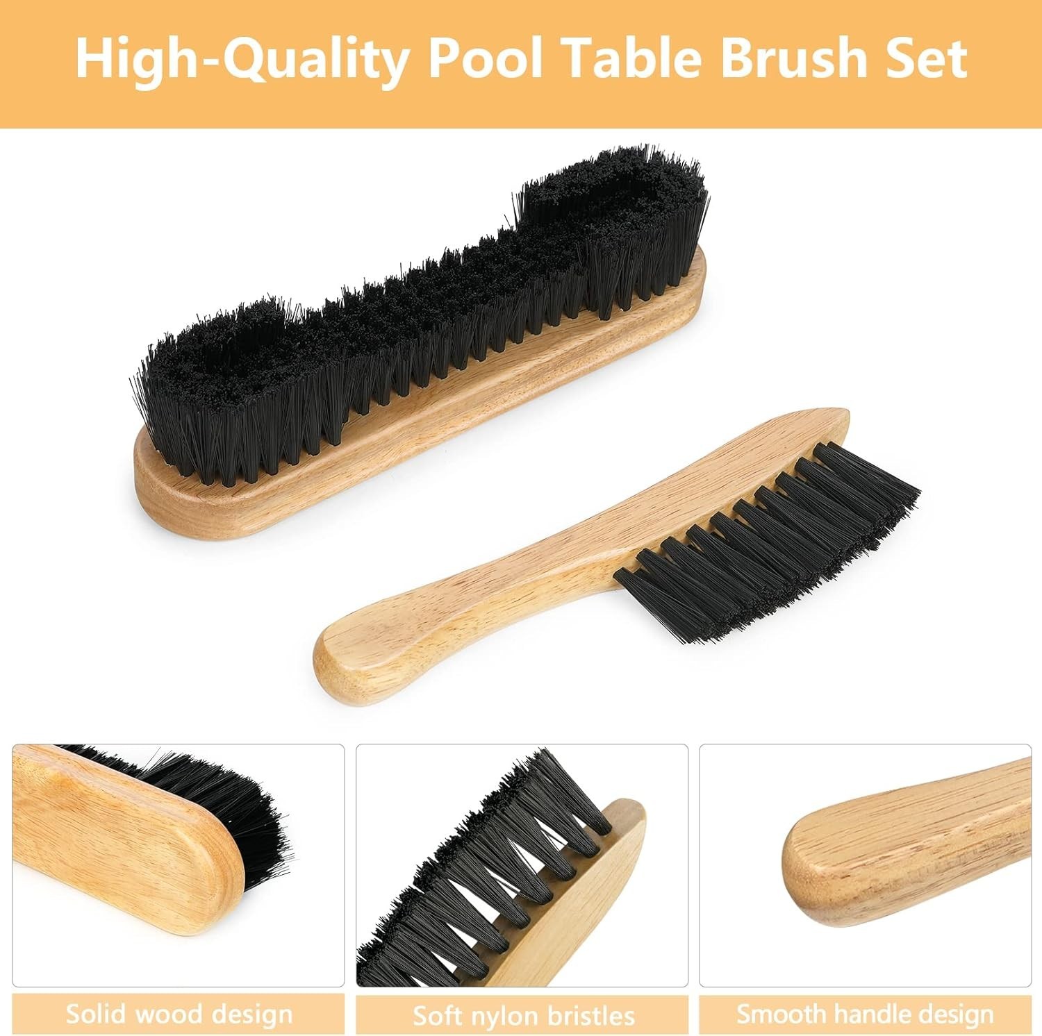 Pool Table Cleaner Set with Wooden Brushes & Cloth