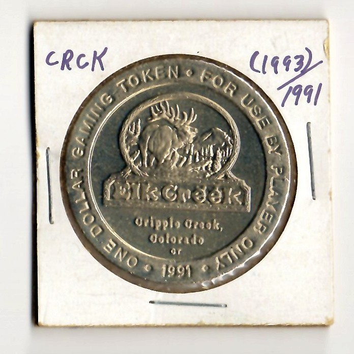 1991 ELK CREEK CASINO CRIPPLE CREEK COLORADO $1 SLOT COIN CG116617