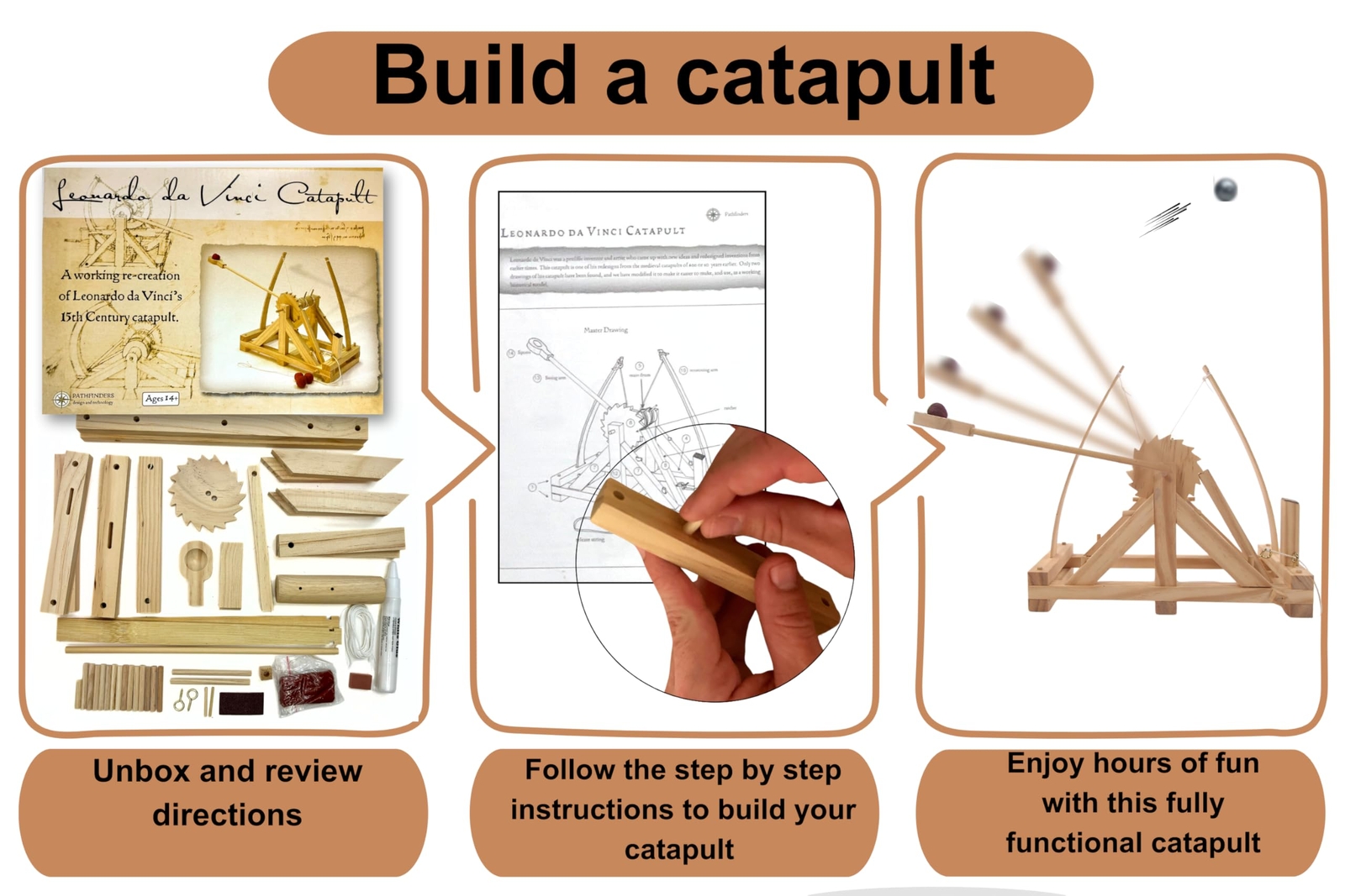 PATHFINDERS STEM kit Leonardo Da Vinci Catapult kit Trebuchet Engineering kit