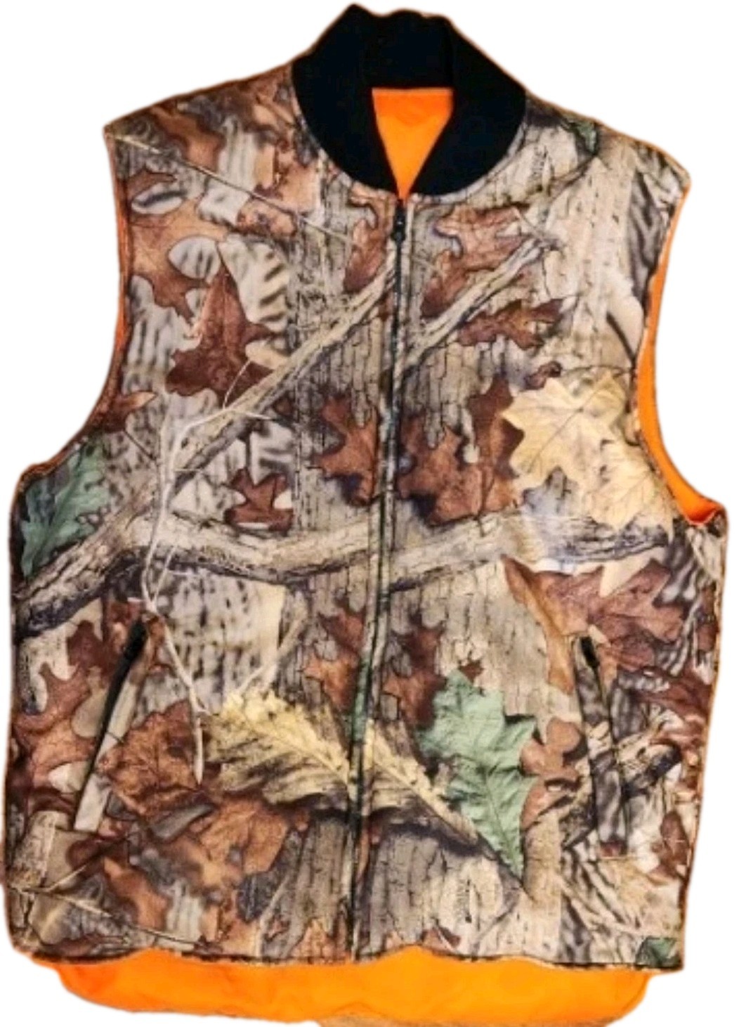 WFS Element Gear Vest Men's XL Camo Hunting Orange Reversible Hunting Vest Zip