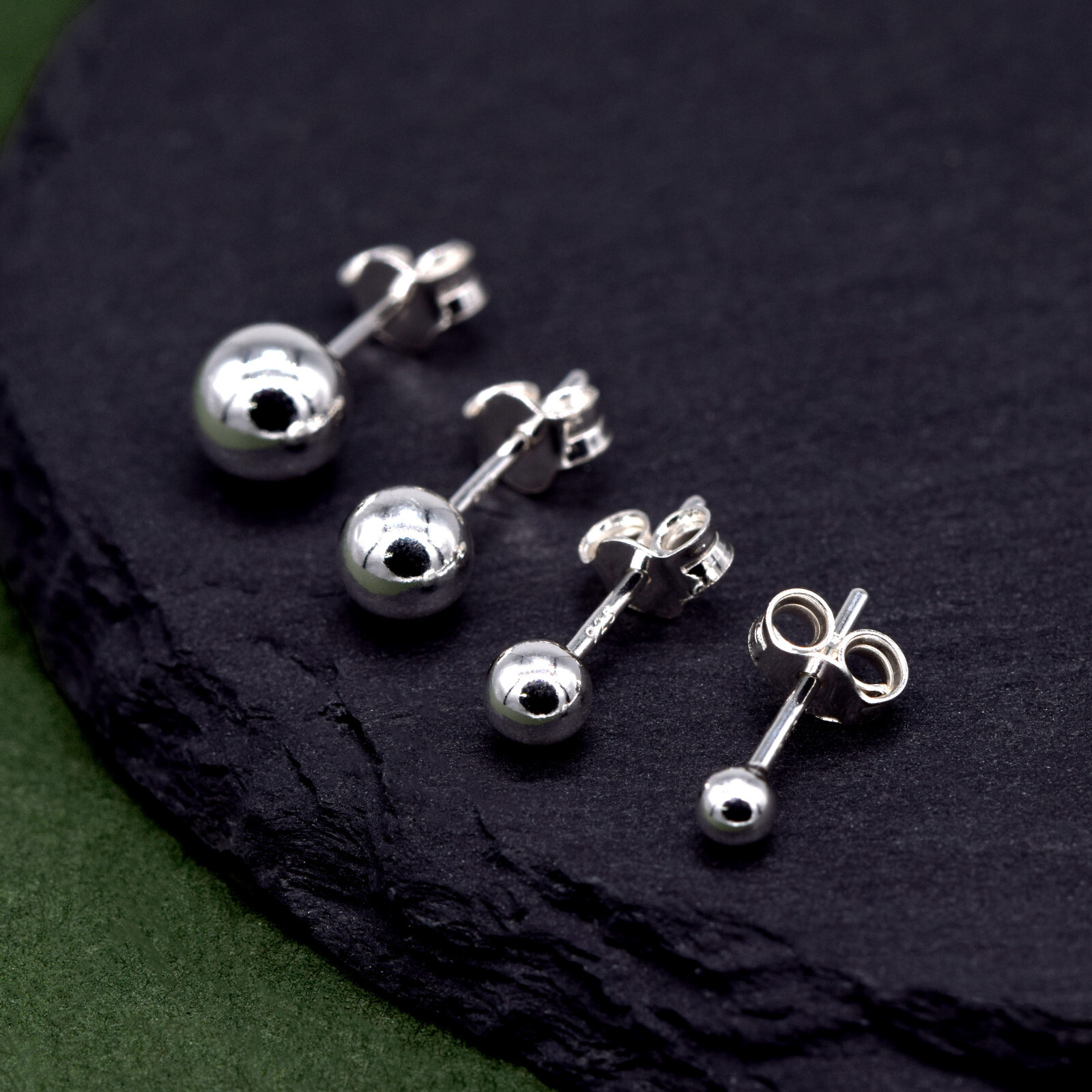 Pair of Genuine 925 Sterling Silver Ball Studs 3, 4, 5, 6mm Sizes Available