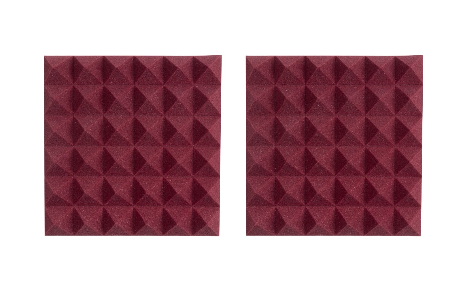 Gator Frameworks 2” Thick Acoustic Foam Pyramid Panels 12”x12” Burgundy (2) Pack