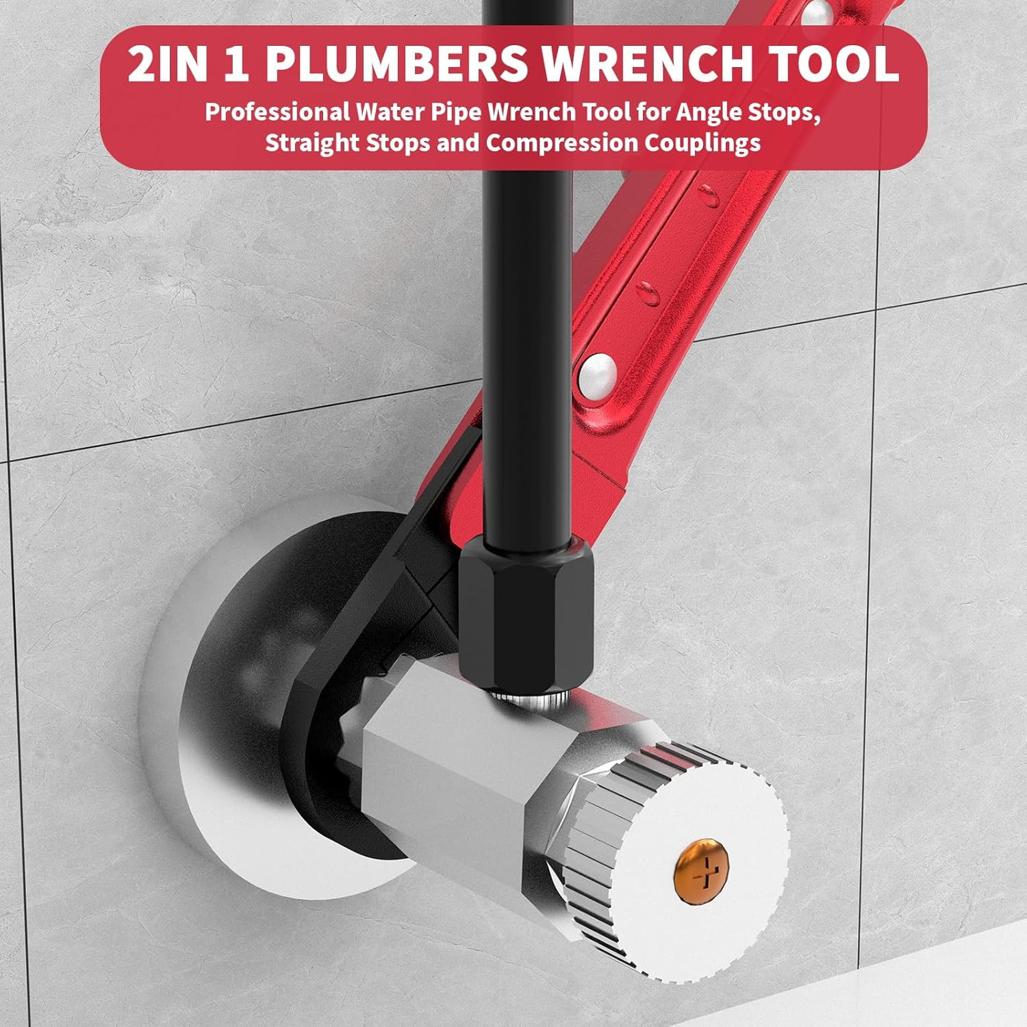 Plumbing Tools Angle Stop Wrench Kit - 3-Piece Plumber Tool Set with Compression