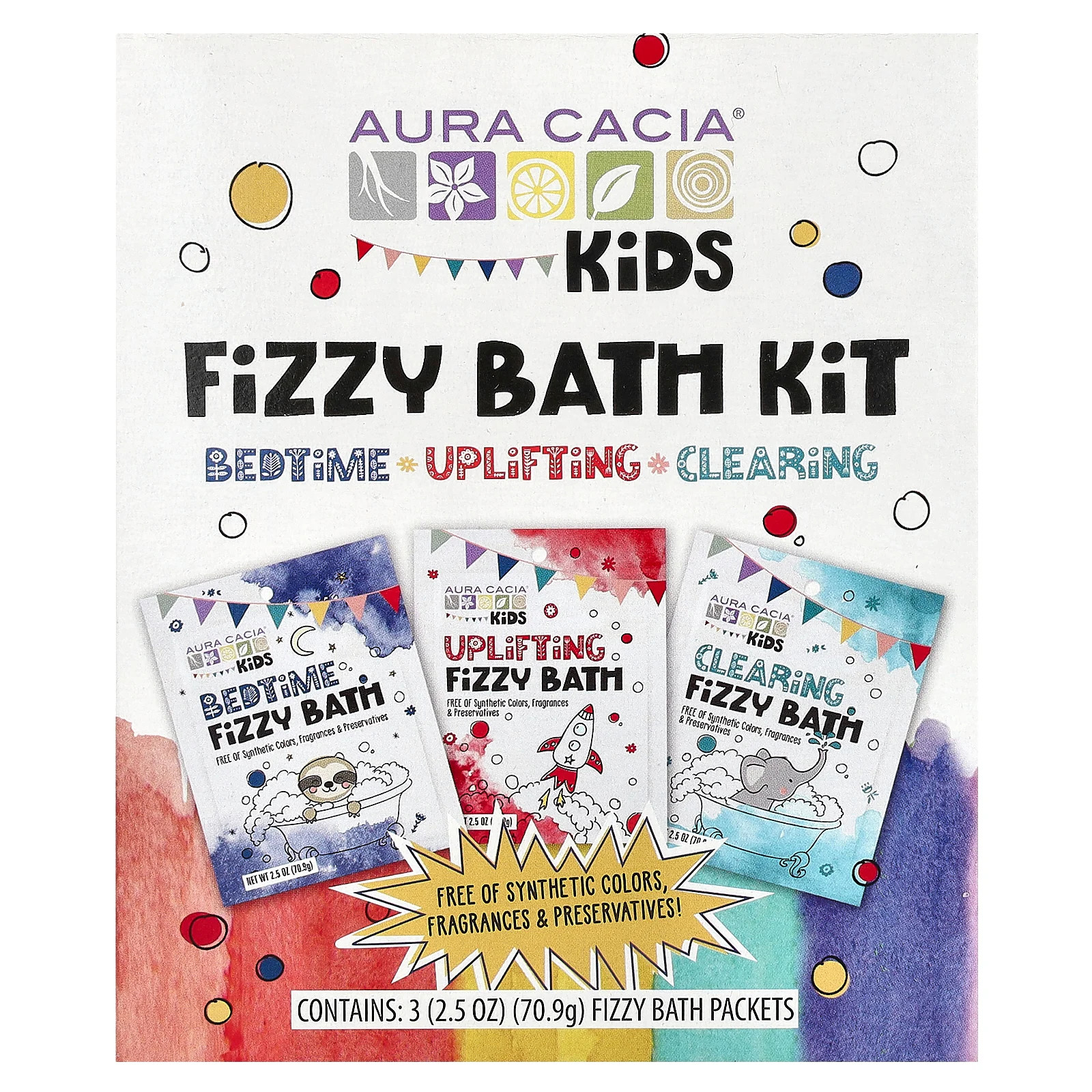Kids, Fizzy Bath Kit, Variety , 3 Packets, 2.5 oz (70.9 g) Each