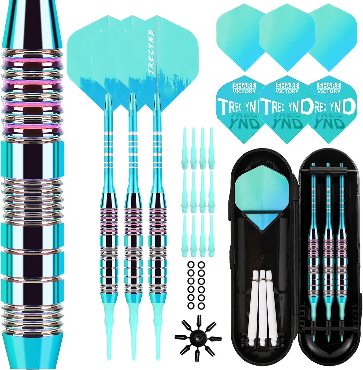 Soft Tip Darts Set 3 Aluminum Shaft Professional Darts Plastic Tip Sets 2BA R...