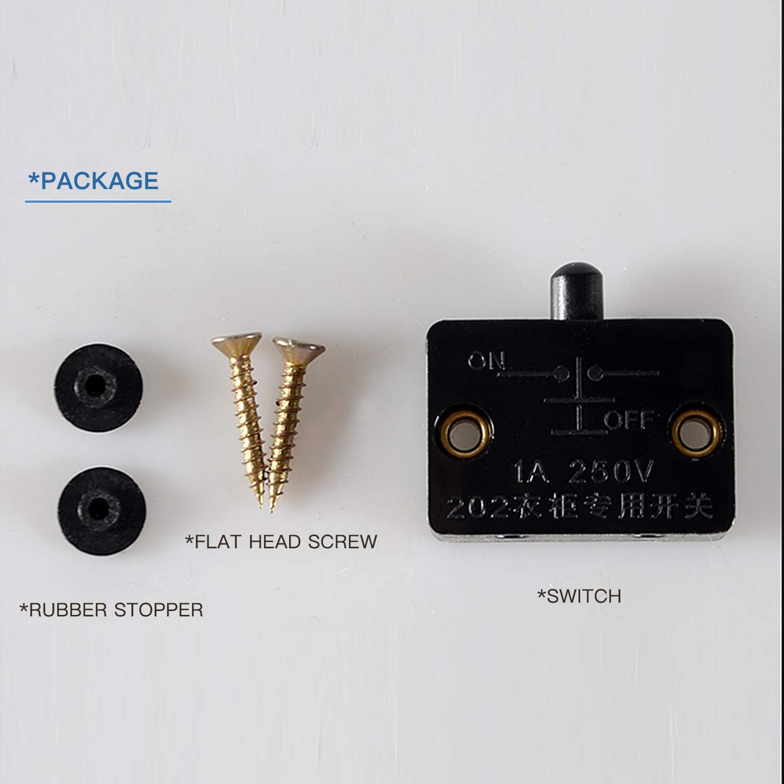 6Pcs On Off Door Switch for Closet Light Black Normally When Opens