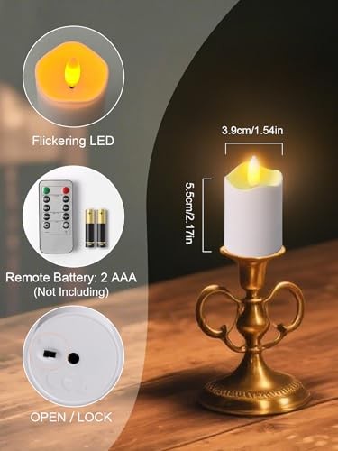 Rechargeable Tea Lights Candles with Remote Timer, 2" x 2.1" 6 pack White