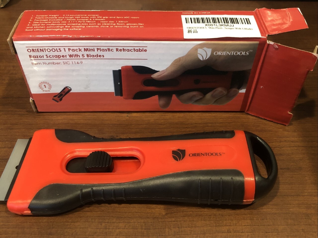 Scraper Razor Blades Mini Plastic Retractable with 5 Blades Window Scraper