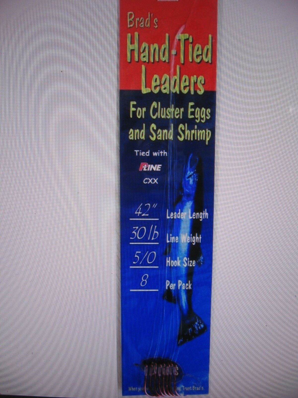 Brad's Hand Tied Leaders Egg Cluster Sand Shrimp Sz 5/0 hook 8 pack 42" leader