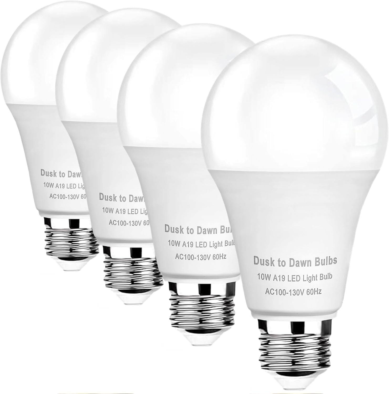 4 -Pack Dusk to Dawn Light Bulbs Outdoor,75 Watt Equivalent, Sensor 10W A19 LED