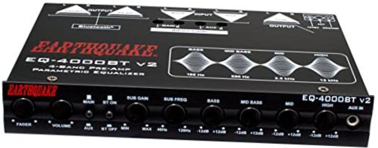 Sound EQ-4000BT v2 4-Band 1/2 DIN Pre-Amp Car Audio Graphic Equalizer with