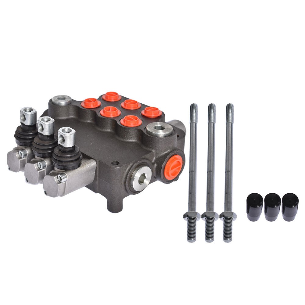 21GPM SAE Hydraulic Monoblock Double Acting Control Valve 3 Spool w/conversion