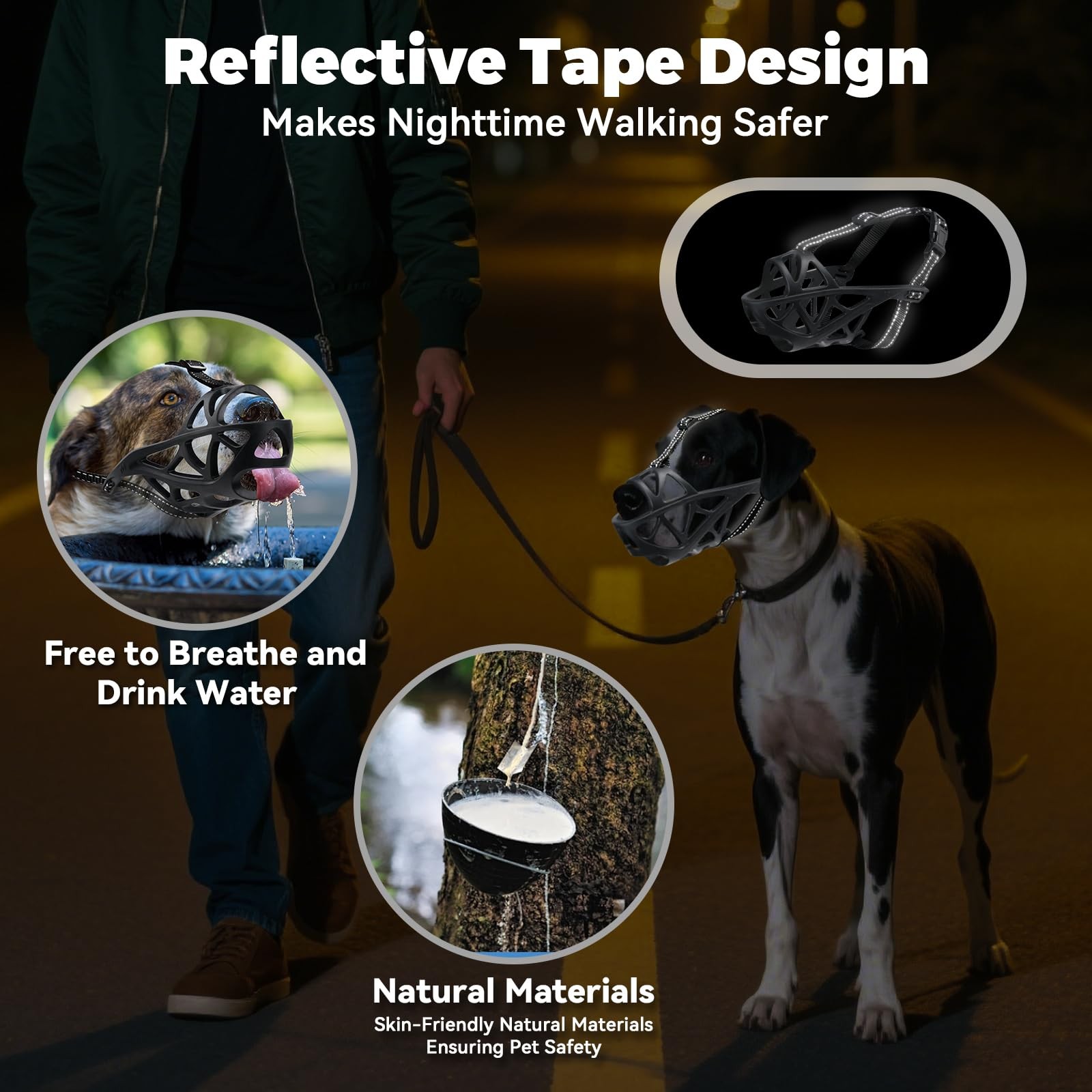 Dog Muzzle for Large Medium Dogs Small Breathable Basket Muzzle for Long-Nose...