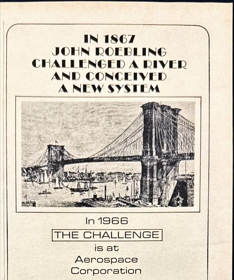 Aerospace Corporation Space Program The Challenge Vtg Print Ad 1966
