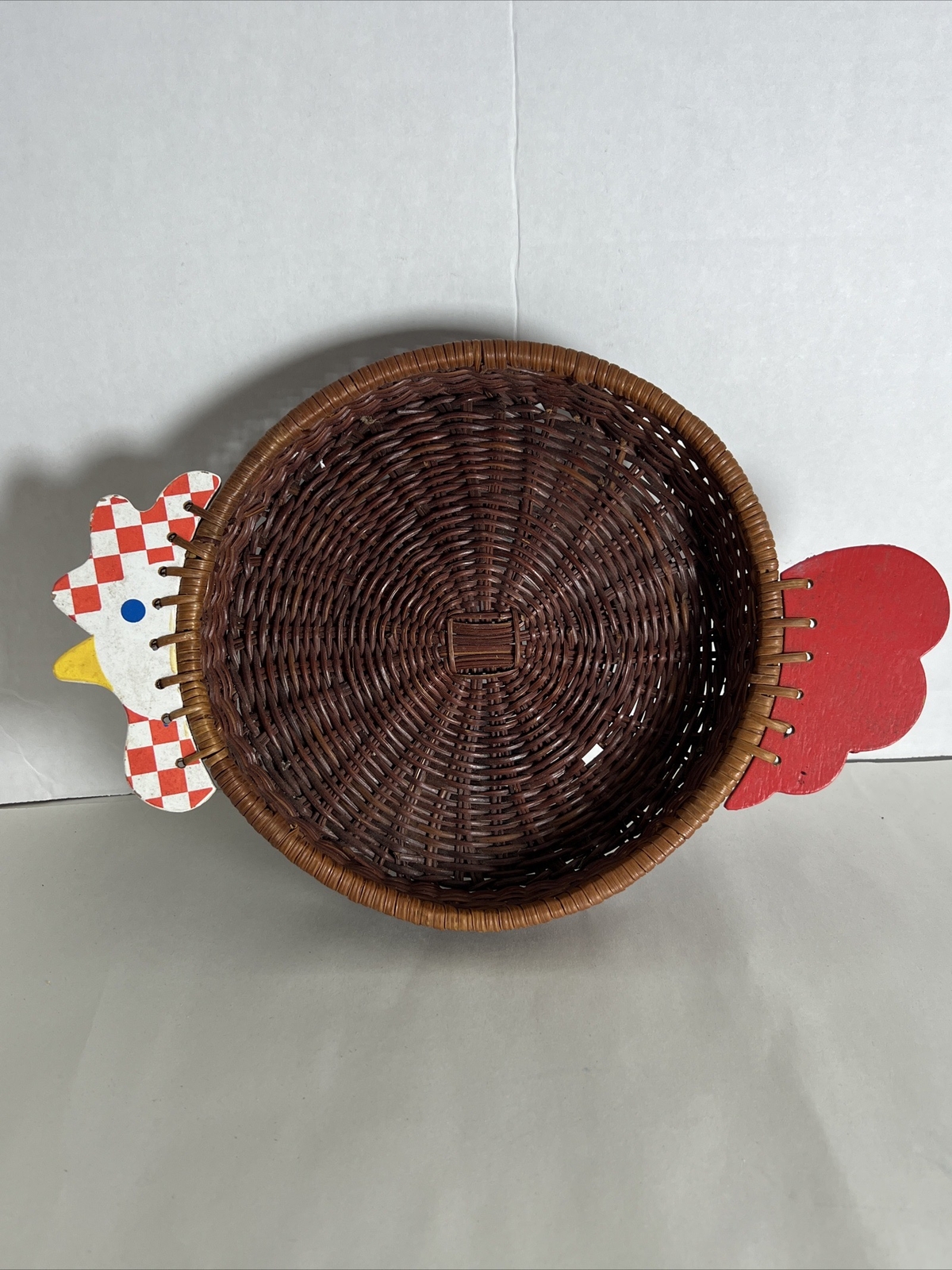 Rooster Design Wicker Brown Basket