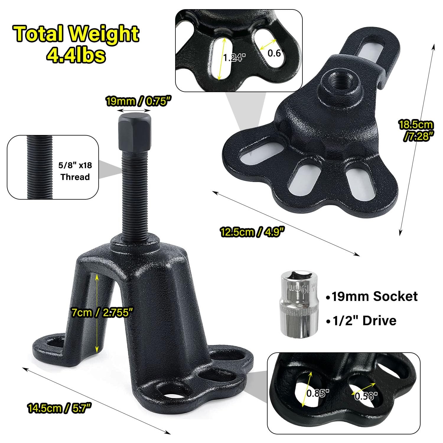 Universal Front Wheel Bearing Puller(Max 4-5/8") & Rear Axle 5/8" *18