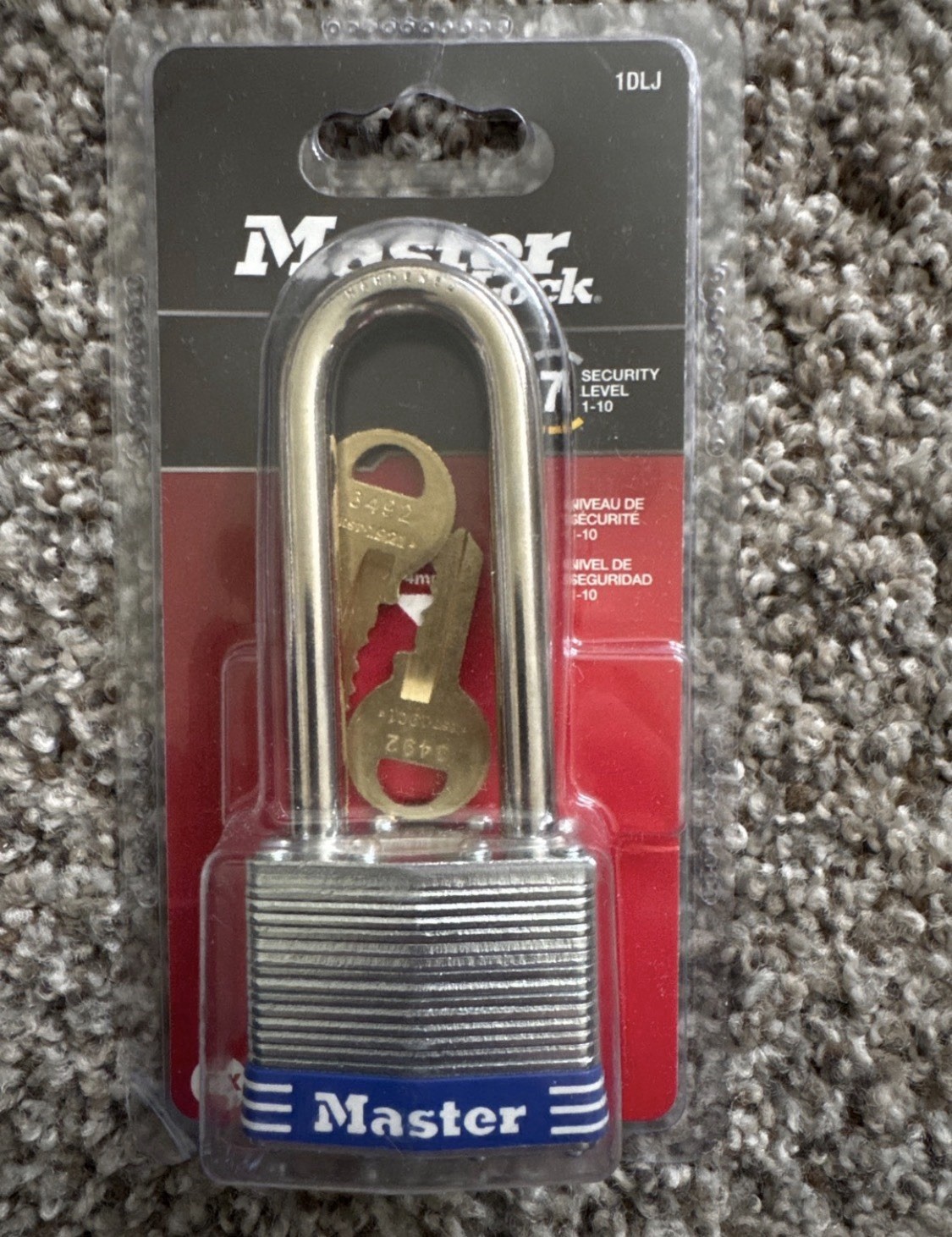 MasterLock Padlock, Number 7 Shackle, 2-1/2" 1DLJ