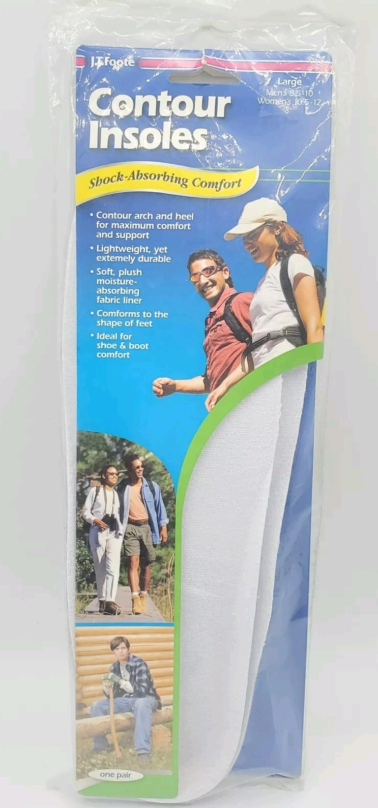 L Men Women JT Foote Contour Insoles Shock Absorbing M 8.5-10 W 10.5-12 665