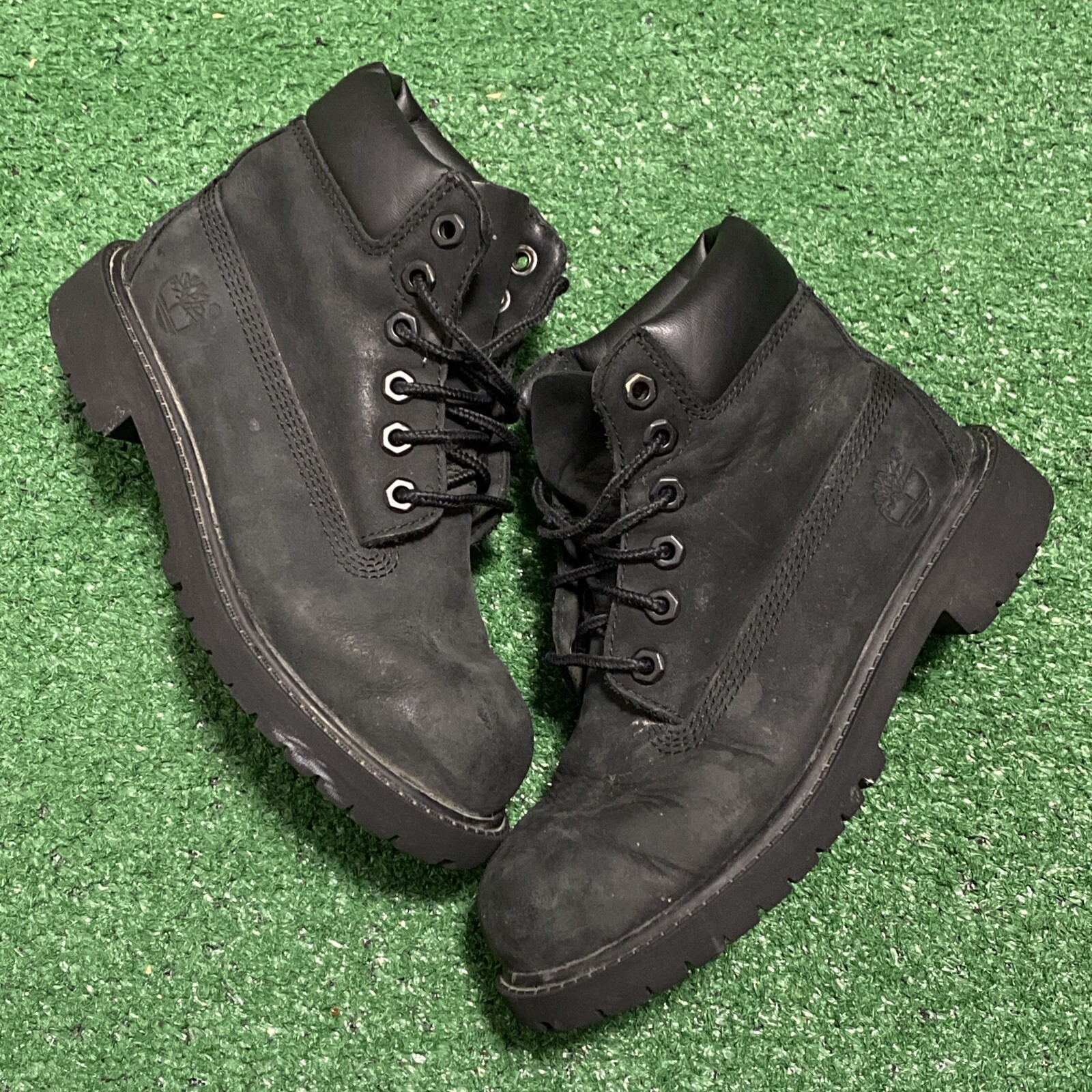 Youth Size 13 - Timberland Premium 6" Black Nubuck Boots (p103) No Box