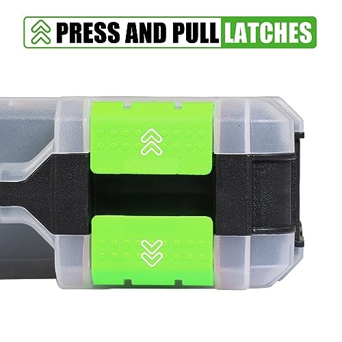 Tool Box with Transparent Lid, Double Side 34-Compartments 2 PACK Green