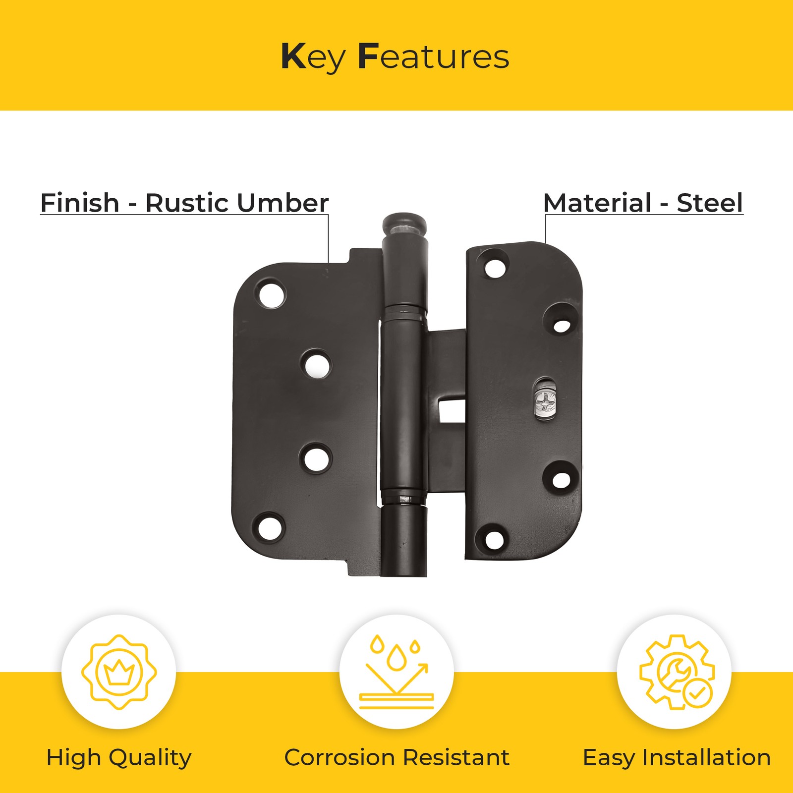 Ultimate 2D Adjustable Steel Guide Hinge Removable Pin Rustic Umber Finish