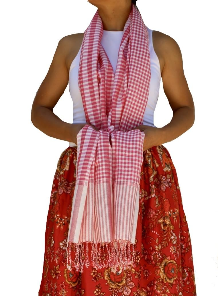 Scarfs Women Men 100 Cotton Rich Cambodian Kroma Hand Woven Krama Traditional