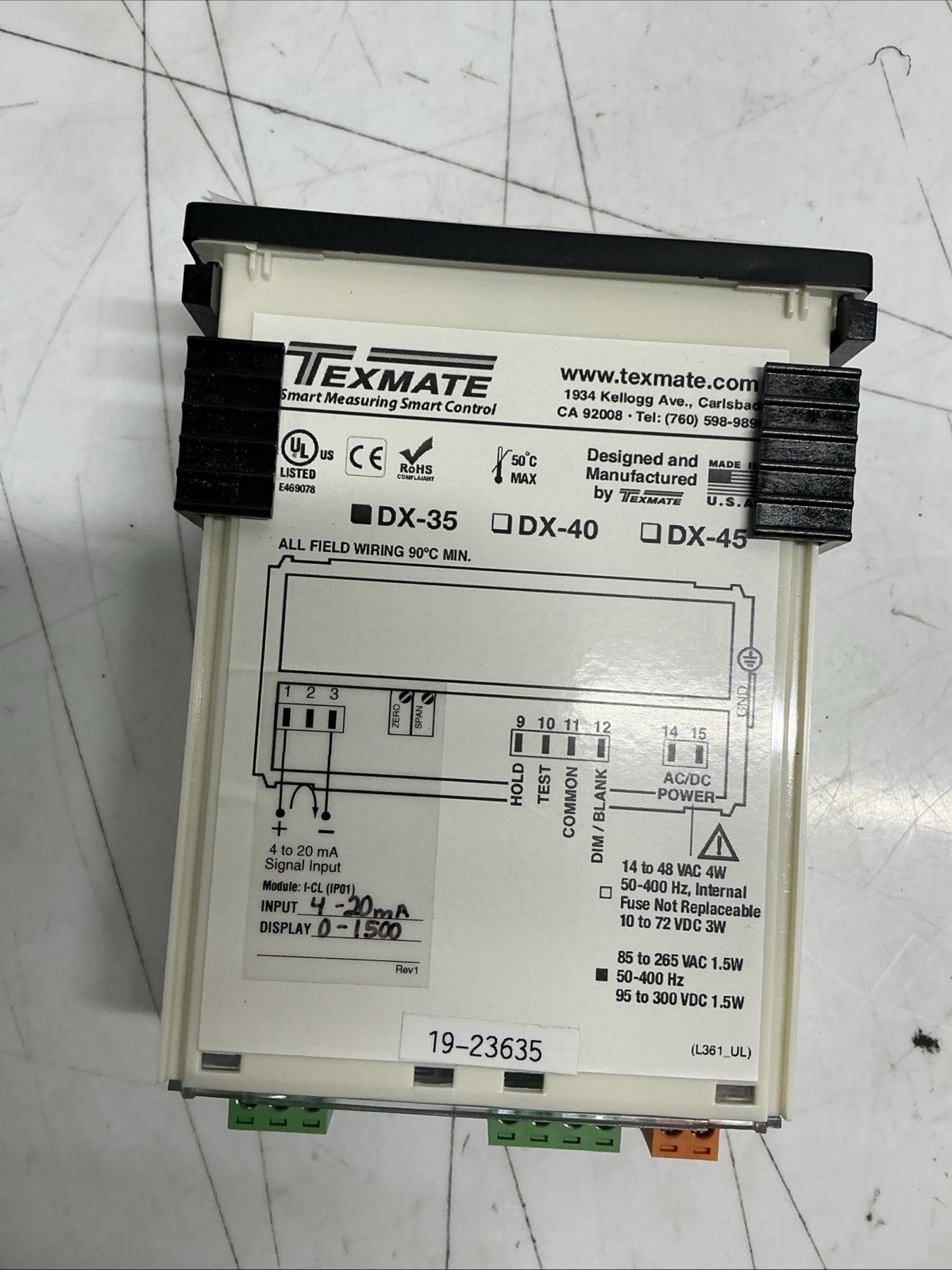 TEXMATE DX-35 DR IP01 Panel Meter AA-062