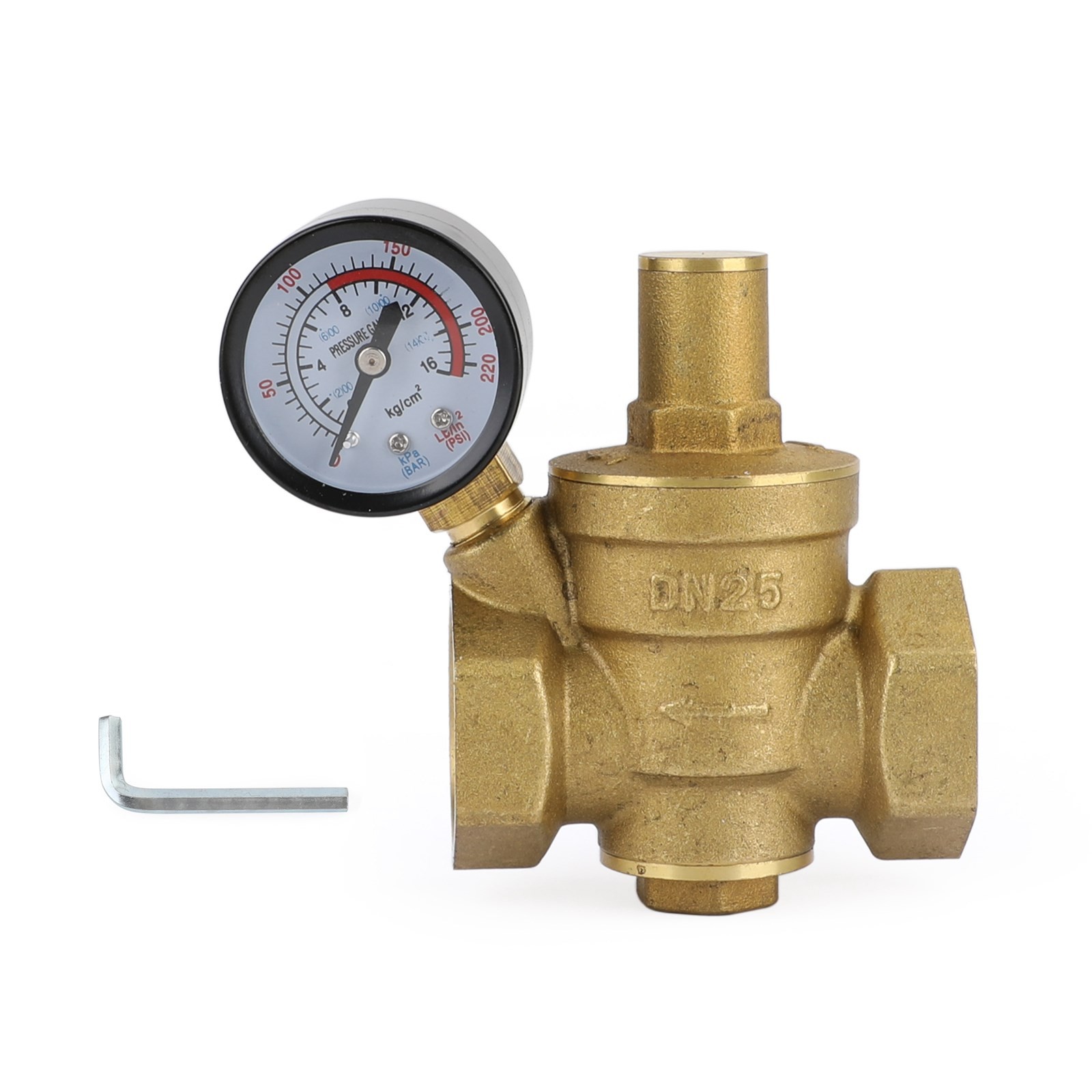 DN25 1" Brass Adjustable Water Pressure Reducing Regulator Valves With Gauge EP
