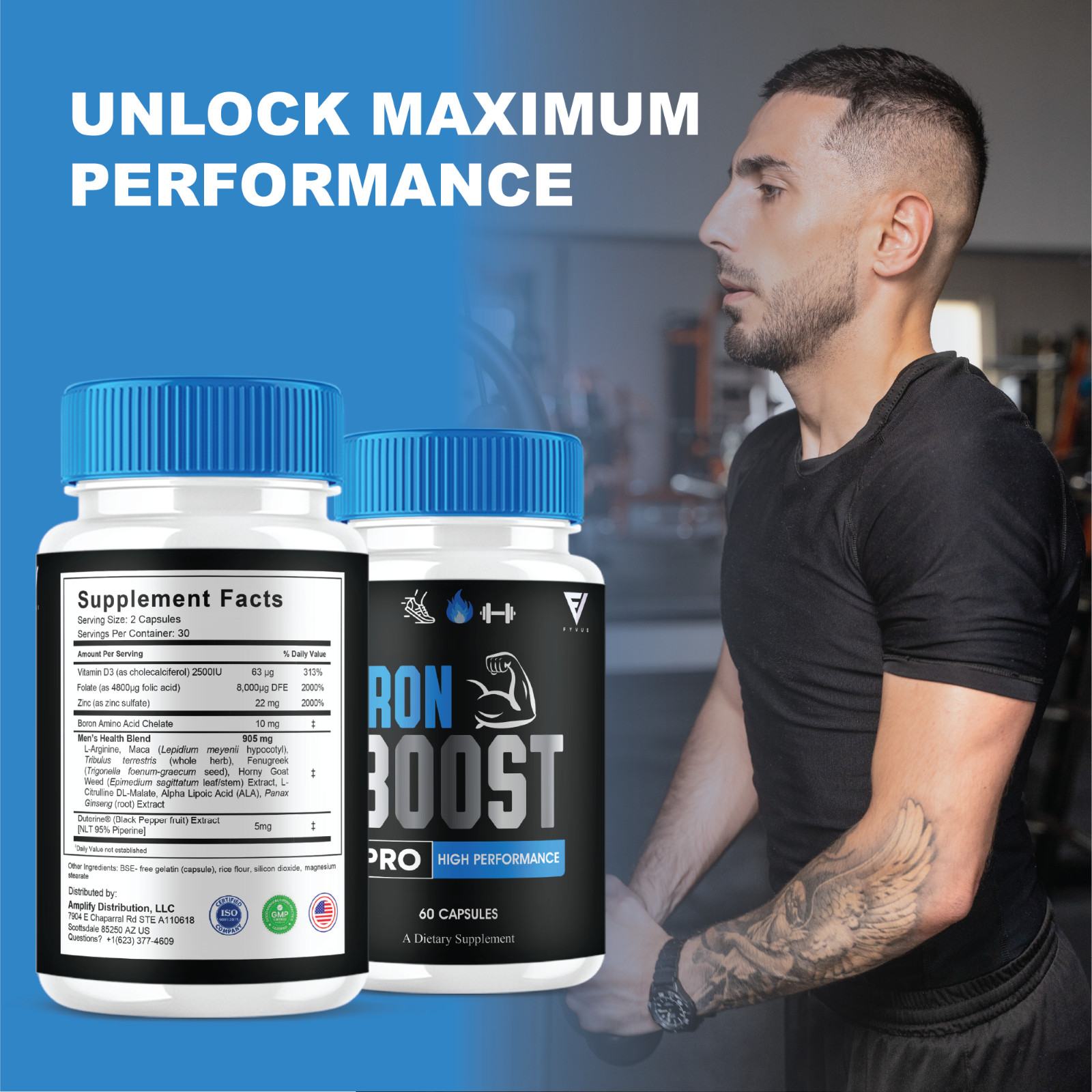 (2 Pack) Iron Boost Pro High Performance Supplement, IronBoost (120 Capsules)