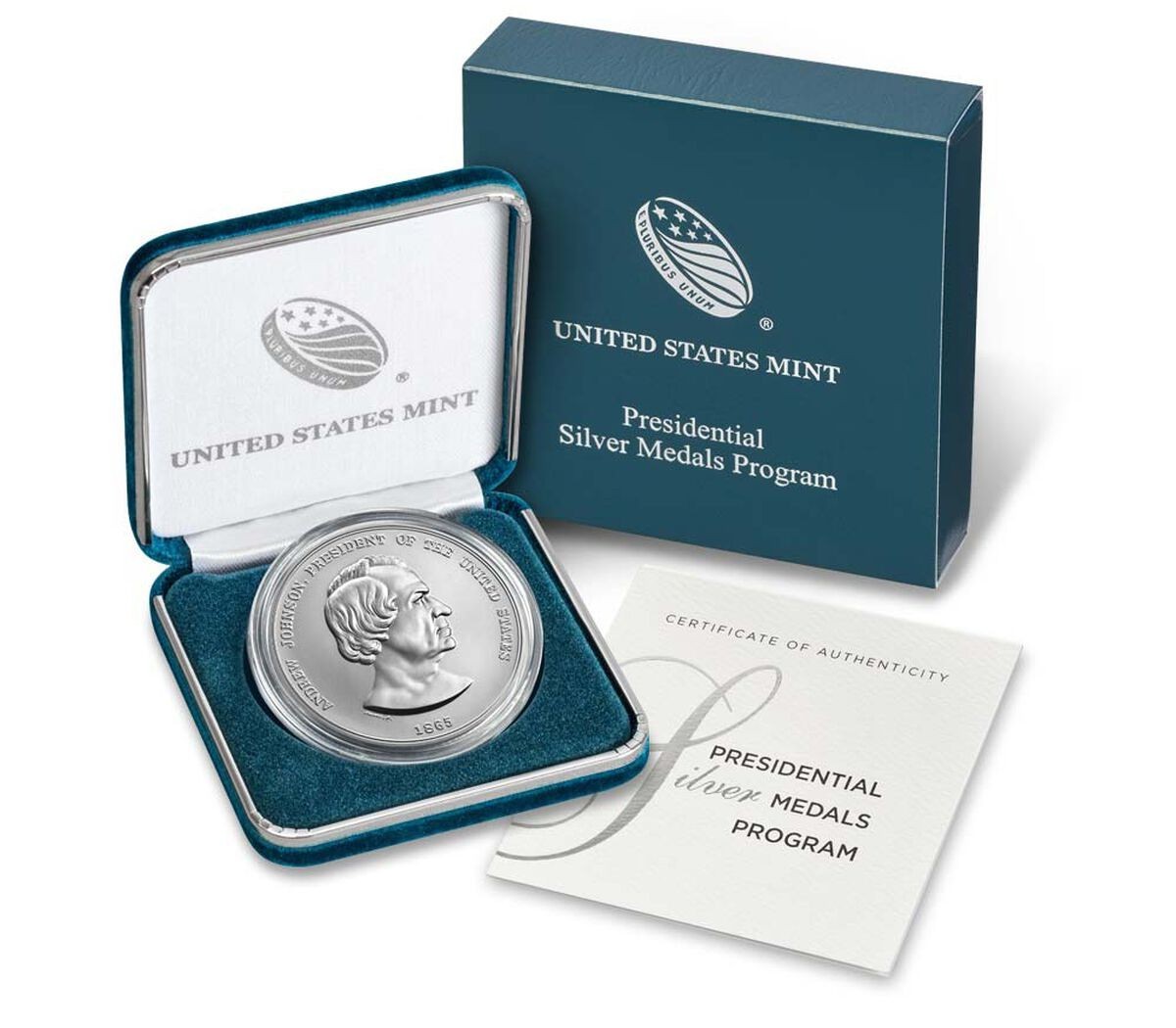 1 oz .999 Silver US Presidential Medal - Andrew Johnson - OMP COA - U2965 STOCK
