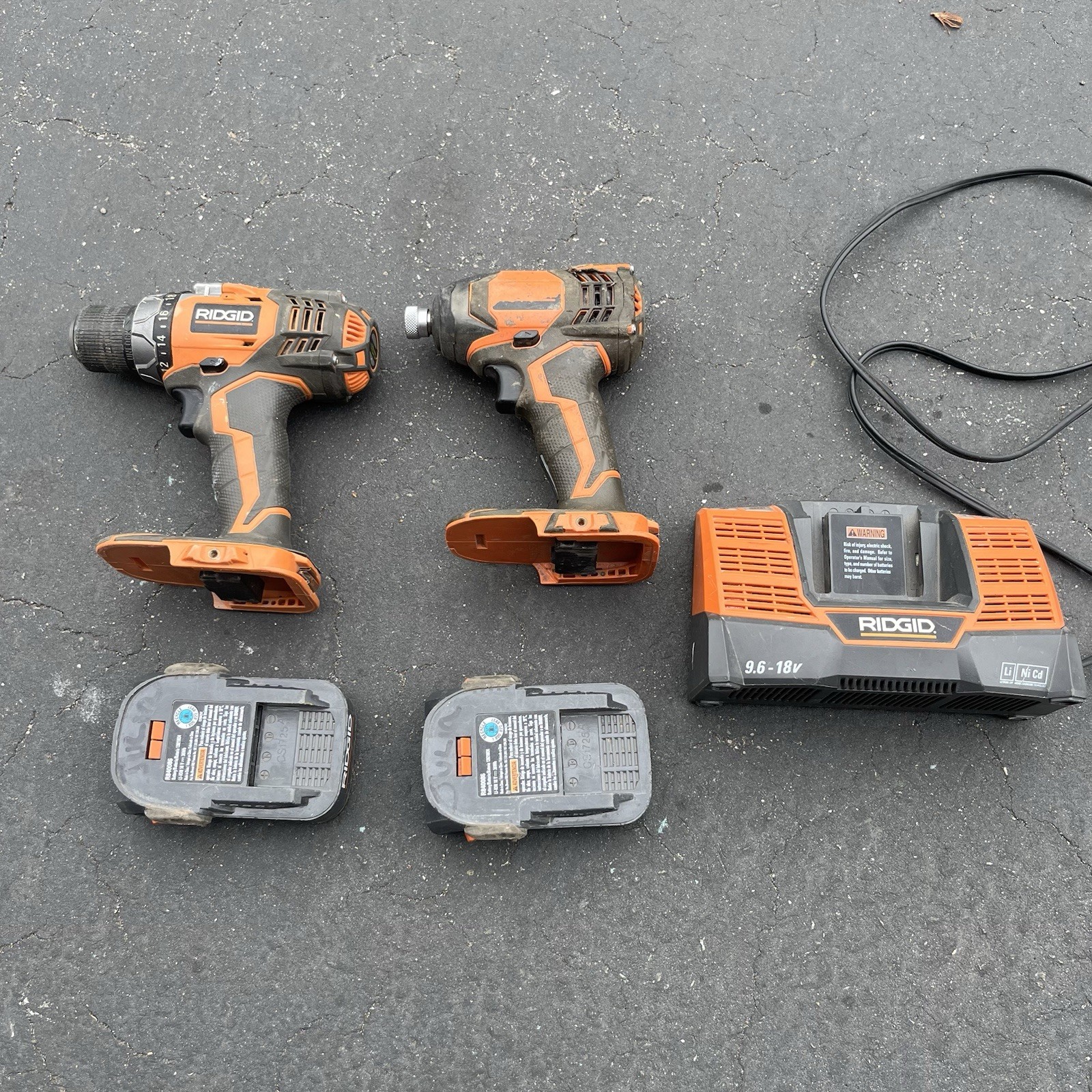 Ridgid 18v Drill + Impact Driver 2 Amp Batteries Charger | R86008 R86034 R840086