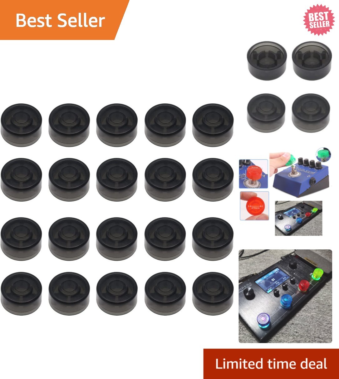 Anti-Slip Guitar Footswitch Toppers - 20PCS Set for Enhanced Pedal Performance