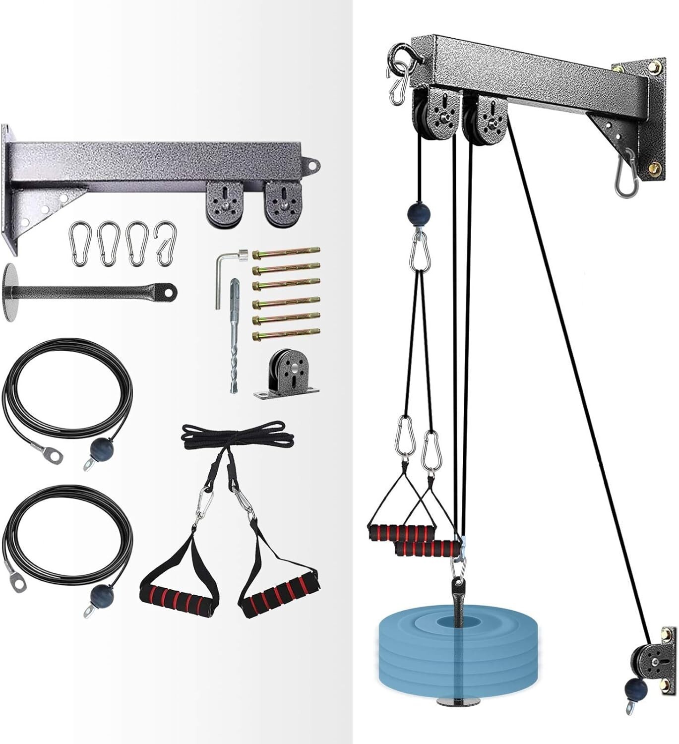 Wall Mounted LAT Pulldown Machines Tricep Rope Resistance Fitness Pulley System
