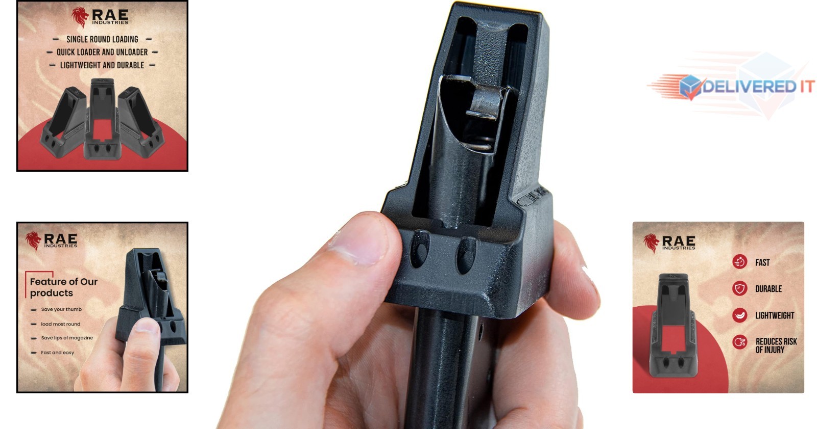 Magazine Speedloader Polymer for 9mm, .45 ACP, 40 Cal Magazines Quick Load
