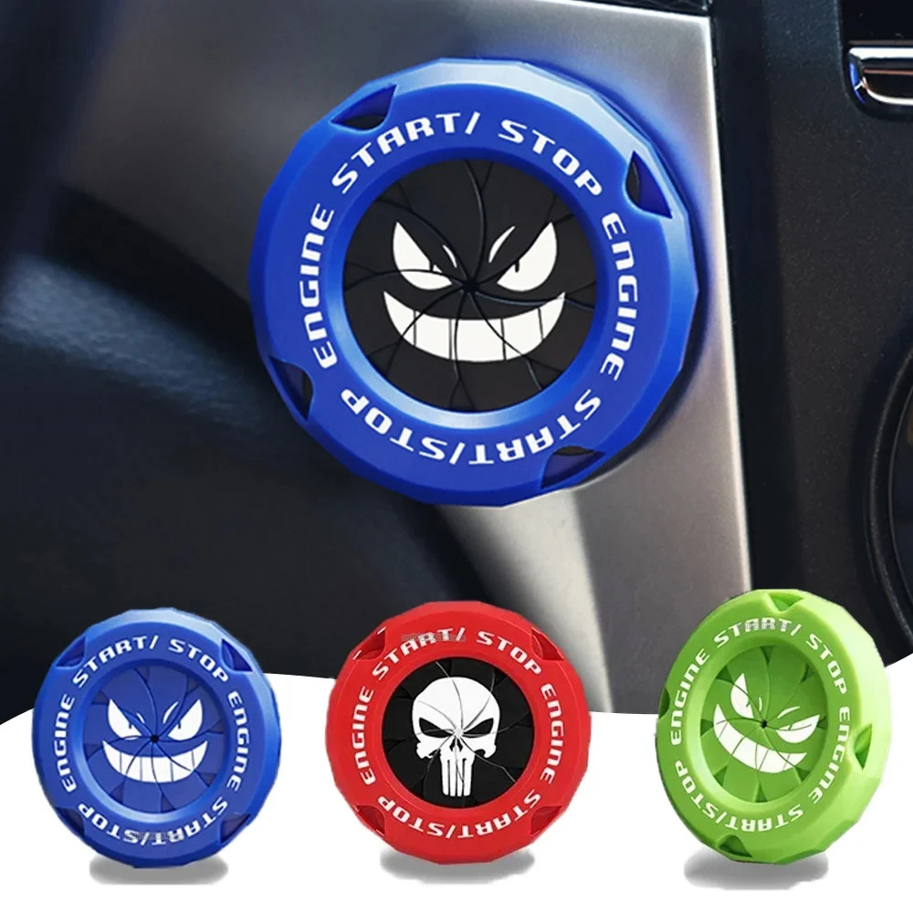 Car Ignition Switch Cover One-touch Start Button Rotating Protective Cap Motorcy