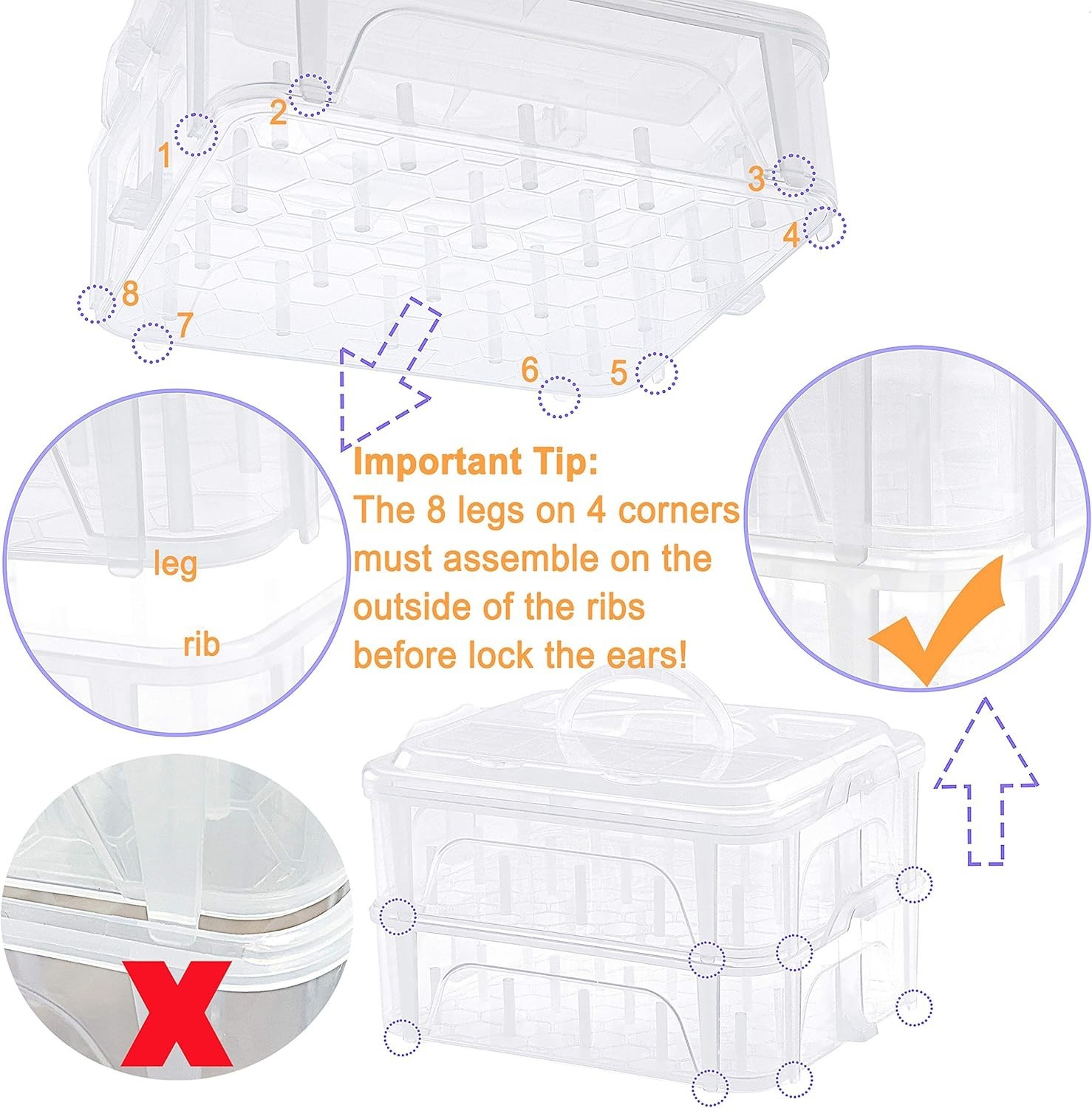 4-Layer Stackable Clear Storage Box for 80 Sewing Thread Spools - Durable Design