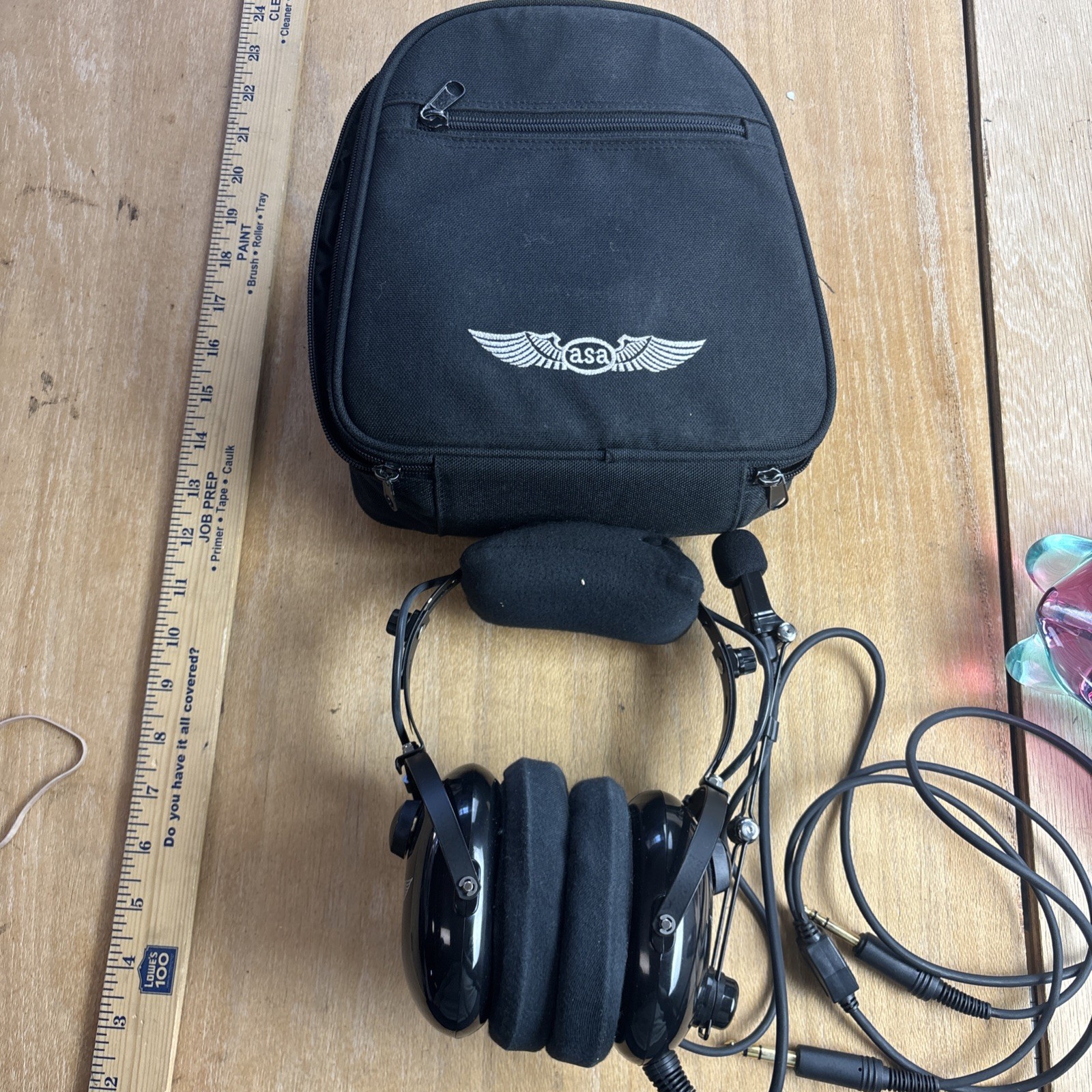 ASA Pilot Headset Dual Plug Airplane Aviation Aircraft Headphones Read Great