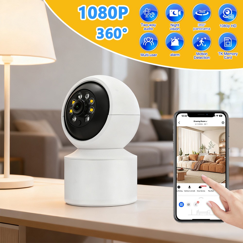 360° Camara De Seguridad WIFI HD 1080P Inalambrica Para Casa Interior Con Audio