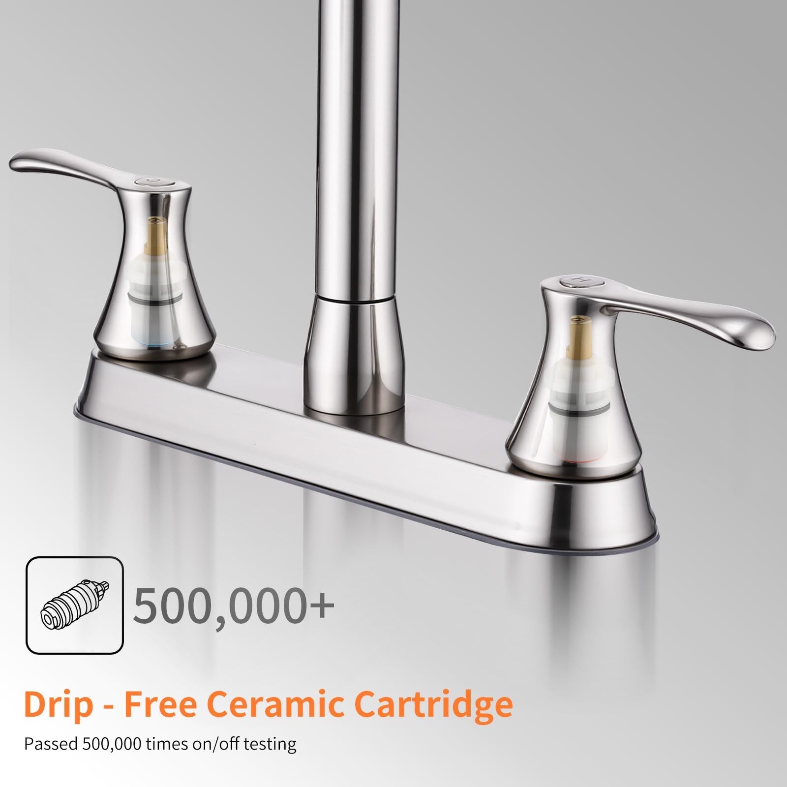 2 Handle Kitchen Faucet with Pull Down Sprayer, 360° Rotating Spout, Stainless S