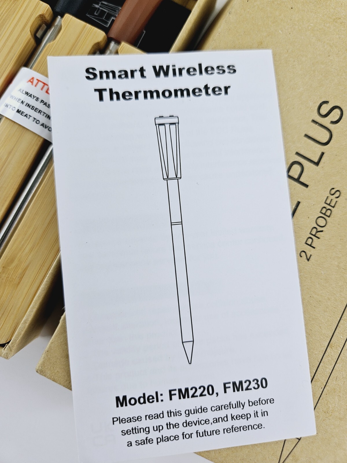 Wireless Meat Thermometer 2 Probes, 500FT Long Range with LCD for BBQ Oven