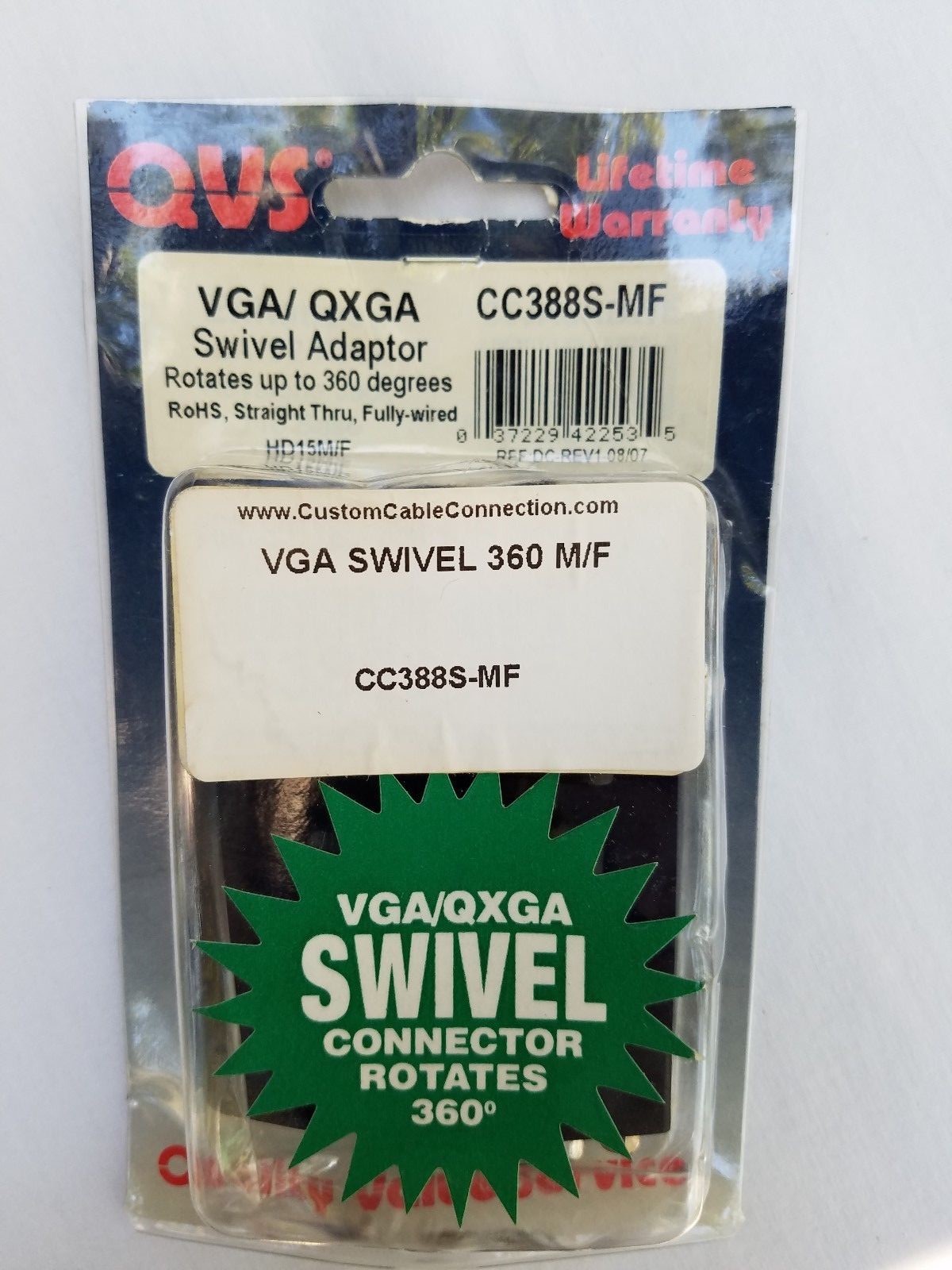 CC388S-MF Swivel Adatper QVS VGA/QXGA HDTV/HD15 Male to Female PortSaver Adaptor